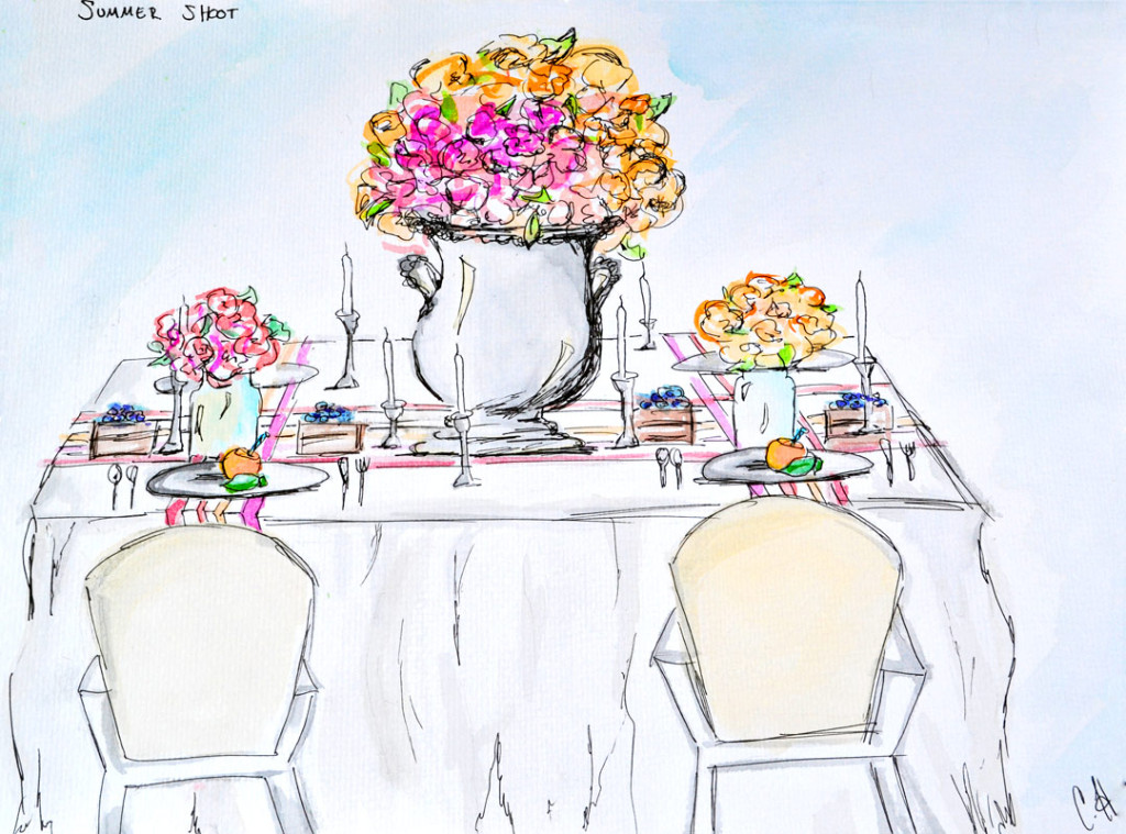 Summertime Wedding Table - Watercolor Sketches by CCuriosity