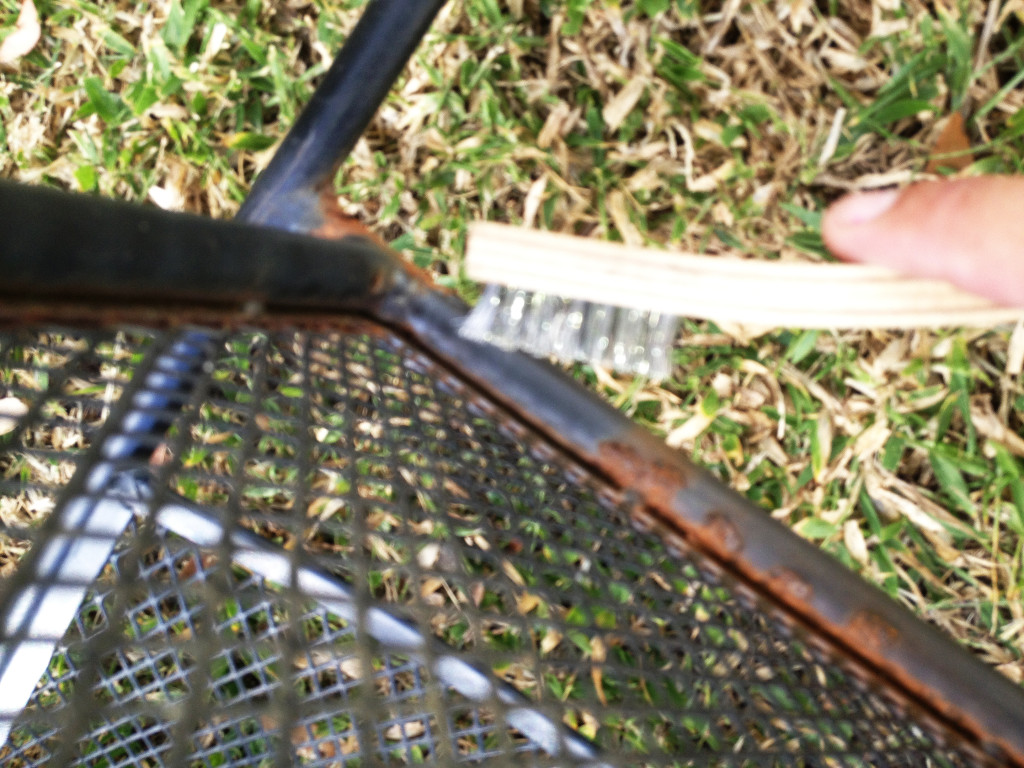 rust, outdoor, furniture, wire brush