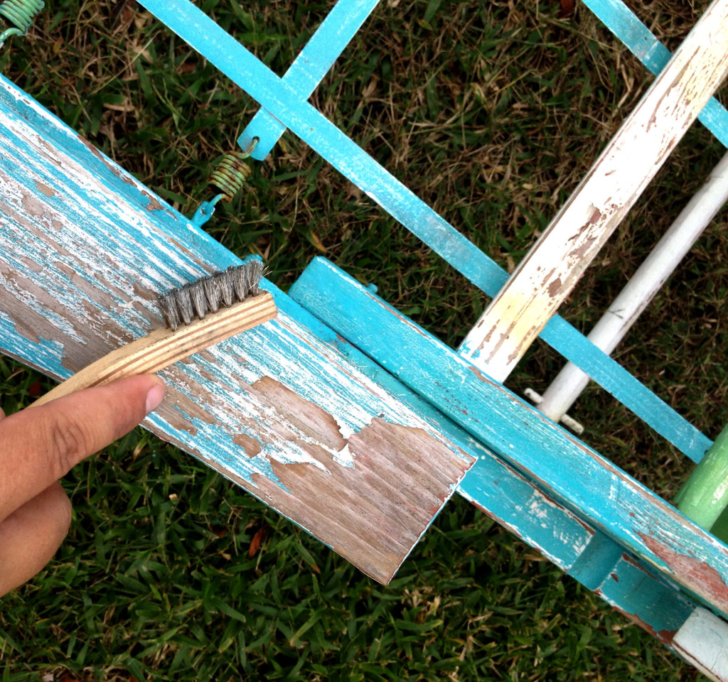 Cleaning wood, sandpaper, sanding chaise, ccuriosity.com